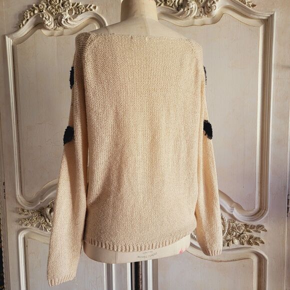 Phase One Cute Knit Heart Applique Pullover Top Floral Women's Sz M - Picture 6 of 6